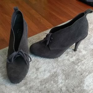 Prdro Garcia gray suede ankle booties platform
